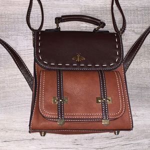 Brown leather backpack purse